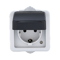 Дизайнерская розетка с заземлением и крышкой, серый, 80007 LK Studio