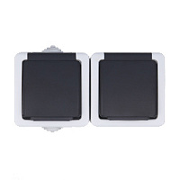 Дизайнерская розетка двойная с заземлением и крышкой, серый, 80008 LK Studio