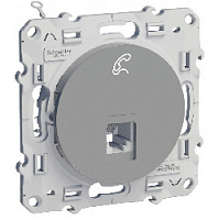 Дизайнерская розетка телефонная RJ-12, алюминий, S53R497 Schneider Electric, серия Odace