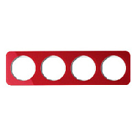 Дизайнерская рамка 4 местная, красный/полярная белизна, 10142349 Berker, серия R.1