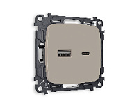 Комплект механизма розетки 2USB A+C 20W (быстрая зарядка) , серо-бежевый матовый, MO371010 Ambrella Volt