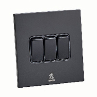 Дизайнерский выключатель Aura Черный уголь, BAB3KB Bonze трехклавишный