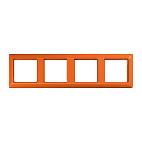 Дизайнерская рамка ударопрочная 4 местная, оранжевый, AS584BFO Jung, серия AS 500