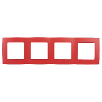 Дизайнерская рамка 4 местная, красный, Б0019415 Эра, серия 12