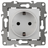 Дизайнерская розетка с заземлением и шторками без м.лапок, белый, Б0036440 Эра, серия 12