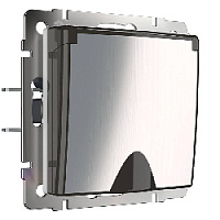 Дизайнерская розетка с заземлением, шторками и с крышкой IP44, глянцевый никель, W1171202 Werkel