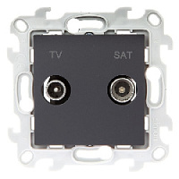 Дизайнерская розетка TV-R-SAT, графит, 2410486-038 Simon, оконечная, серия 24 Harmonie