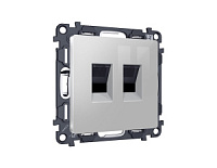 Комплект механизма компьютерной двойной розетки RJ-45 с автоматической защитной шторкой, серебряный глянцевый, MA412110 Ambrella Volt