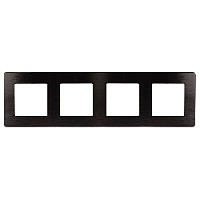 Дизайнерская рамка 4 местная, Сатин, черный, Б0052534 Эра, серия 12