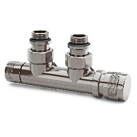 Дизайнерский клапан угловой для радиаторов для 2-х трубной системы отопления, справа, ручная регулировка, Tondera 1/2" никель матовый 0681-1500NSE0 S.R.Rubinetterie