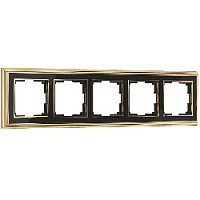 Дизайнерская рамка 5 местная, золото / черный, алюминий, акрил, W0051330 Werkel