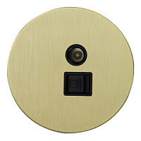 Розетка ТВ+компьютер RJ-45, круглая, EU040108, золотой, Salvador