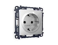 Комплект механизма электрической розетки с/з на винтовых зажимах, серебро глянец, MA406010 Ambrella Volt