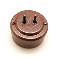 Ретро выключатель, коричневый, 303VSA Petrucci двухклавишный