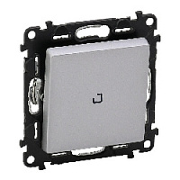 Дизайнерский выключатель с подсветкой, алюминий, 752610 Legrand, одноклавишный, серия Valena Life