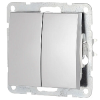 Дизайнерский выключатель, серебристый металлик, 861303-1 LK Studio, двухклавишный проходной, серия LK60