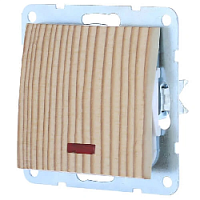 Дизайнерский выключатель с индикатором, сосна, 860425-1 LK Studio, одноклавишный проходной, серия LK60