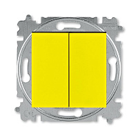 Дизайнерский выключатель, желтый / дымчатый черный, 2CHH590545A6064, ABB, двухклавишный, серия Levit