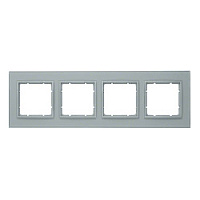 Дизайнерская рамка 4 местная, алюминиевый, глянцевый, стекло, 10146414 Berker, серия B.7