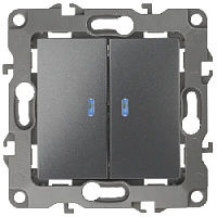 Дизайнерский выключатель с подсветкой, графит, Б0019291 Эра, двухклавишный, серия 12