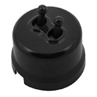 Кнопка тумблерная, звонковая, двойная, пластик, черный, JRE.PT52.PG01 Jantera