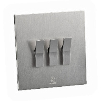 Дизайнерский выключатель Aura Никель браш, BAN3KBE Bonze трехклавишный