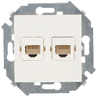 Дизайнерская розетка компьютерная 2хRJ-45 кат. 5е, бежевый, 1591593-031 Simon, серия 15