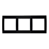 Дизайнерская рамка 3 местная, черный/полярная белизна, алюминий, 10133025 Berker, серия B.3