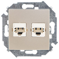 Дизайнерская розетка телефонная 2хRJ-11, шампань, 1591589-034 Simon, серия 15