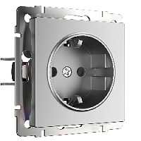 Дизайнерская розетка с заземлением и шторками, серебряный матовый, W1171165 Werkel