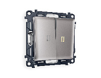 Комплект механизма 2-кл выключателя с подсветкой 3200K мягкий теплый свет, сталь матовый, MA504010 Ambrella Volt, двухклавишный