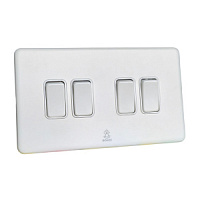 Дизайнерский выключатель Mira Белый лед, BMW4KB Bonze четырехклавишный проходной