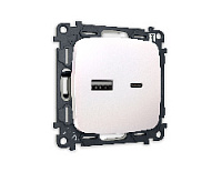 Комплект механизма розетки 2USB A+C 20W (быстрая зарядка) , жемчуг, MO211010 Ambrella Volt