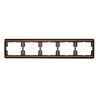 Дизайнерская рамка 5 местная, коричневый, глянцевый, 13930001 Berker, серия Arsys