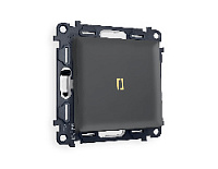 Комплект механизма 1-кл проходного выключателя с подсветкой 3200K мягкий теплый свет, графит мягкое касание, MA902030 Ambrella Volt, одноклавишный