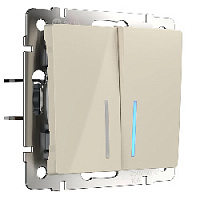 Дизайнерский выключатель с подсветкой, слоновая кость глянцевый, W1122103 Werkel, двухклавишный проходной