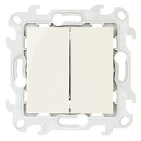 Дизайнерский выключатель, слоновая кость, 2450398-031, Simon, двухклавишный, серия 24 Harmonie