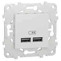 Дизайнерская розетка USB двойная, белый, NU541818 Schneider Electric, серия Unica New
