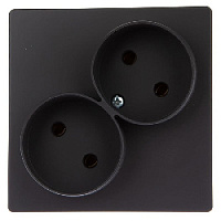Дизайнерская розетка без заземления, двойная, графит, 2450457-038 Simon, серия 24 Harmonie