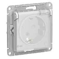 Дизайнерская розетка IP44 с заземлением, шторками и с крышкой, белый, ATN440146 Schneider Electric, серия Atlas Design