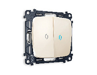 Комплект механизма 2-кл выключателя с подсветкой 10000K голубой свет, бежевый глянец, MO304020 Ambrella Volt, двухклавишный