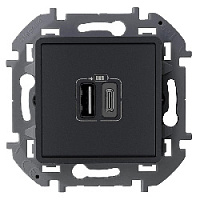 Дизайнерская розетка USB разъем A+C двойная, антрацит, 673763 Legrand, серия Inspiria