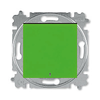 Дизайнерский выключатель кнопочный с подсветкой, зеленый / дымчатый черный, 2CHH599147A6067, ABB, одноклавишный, серия Levit