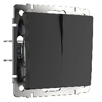 Дизайнерский выключатель, черный матовый, W1122008 Werkel, двухклавишный проходной
