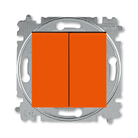 Дизайнерский выключатель кнопочный, оранжевый / дымчатый черный, 2CHH598745A6066, ABB, двухклавишный, серия Levit