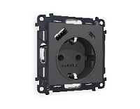 Комплект механизма электрической розетки 2USB A+C 20W (быстрая зарядка) с/з, графит мягкое касание, MA910010 Ambrella Volt