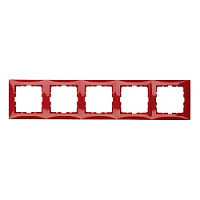 Дизайнерская рамка 5 местная, красный, глянцевый, 10158962 Berker, серия S.1