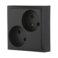 Дизайнерская розетка двойная без заземления, со шторками, черный бархат, 843608-1 LK Studio, серия LK80