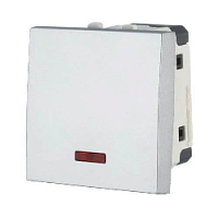 Дизайнерский выключатель с индикатором, серебристый металлик, 850903-1 LK Studio, одноклавишный, серия LK45