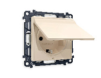 Комплект механизма электрической розетки с/з c шторками и крышкой, бежевый матовый, MA328010 Ambrella Volt